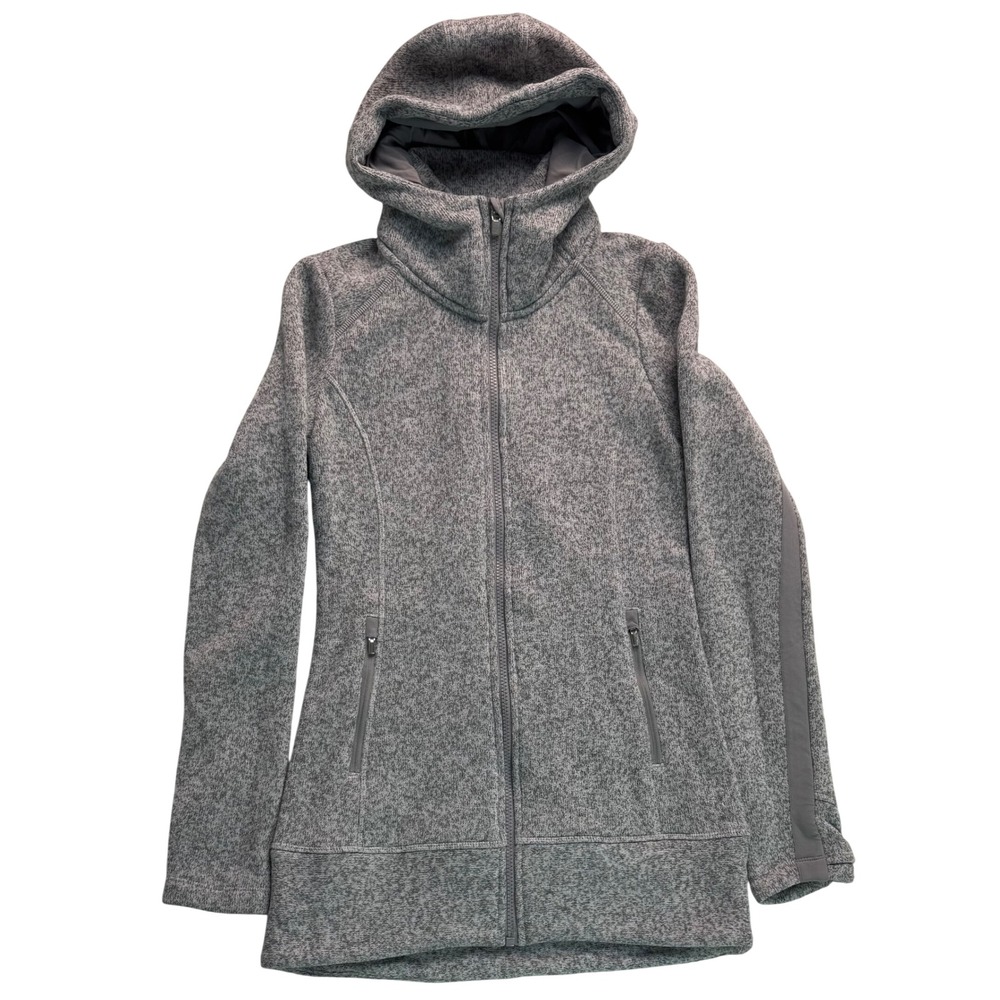 Athleta Stronger Fleece Full Zip Hoodie Jacket Gray XXS